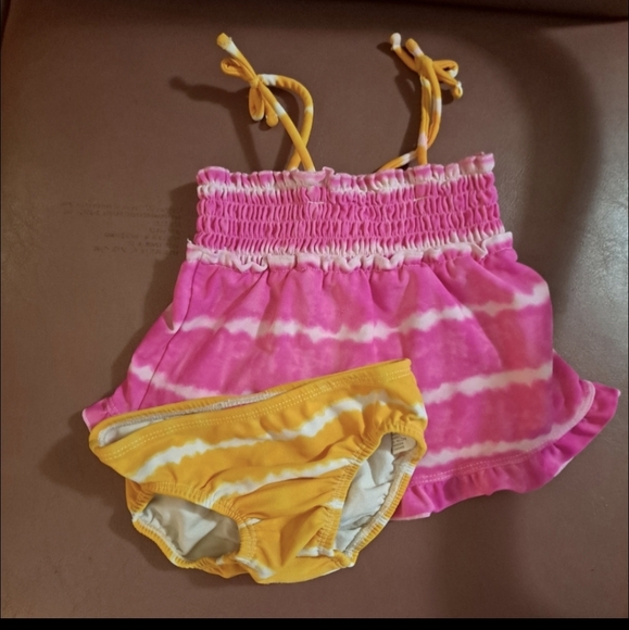 Children's Place tye dye pink, white, and yellow tankini swimsuit suit 1… - Picture 1 of 3